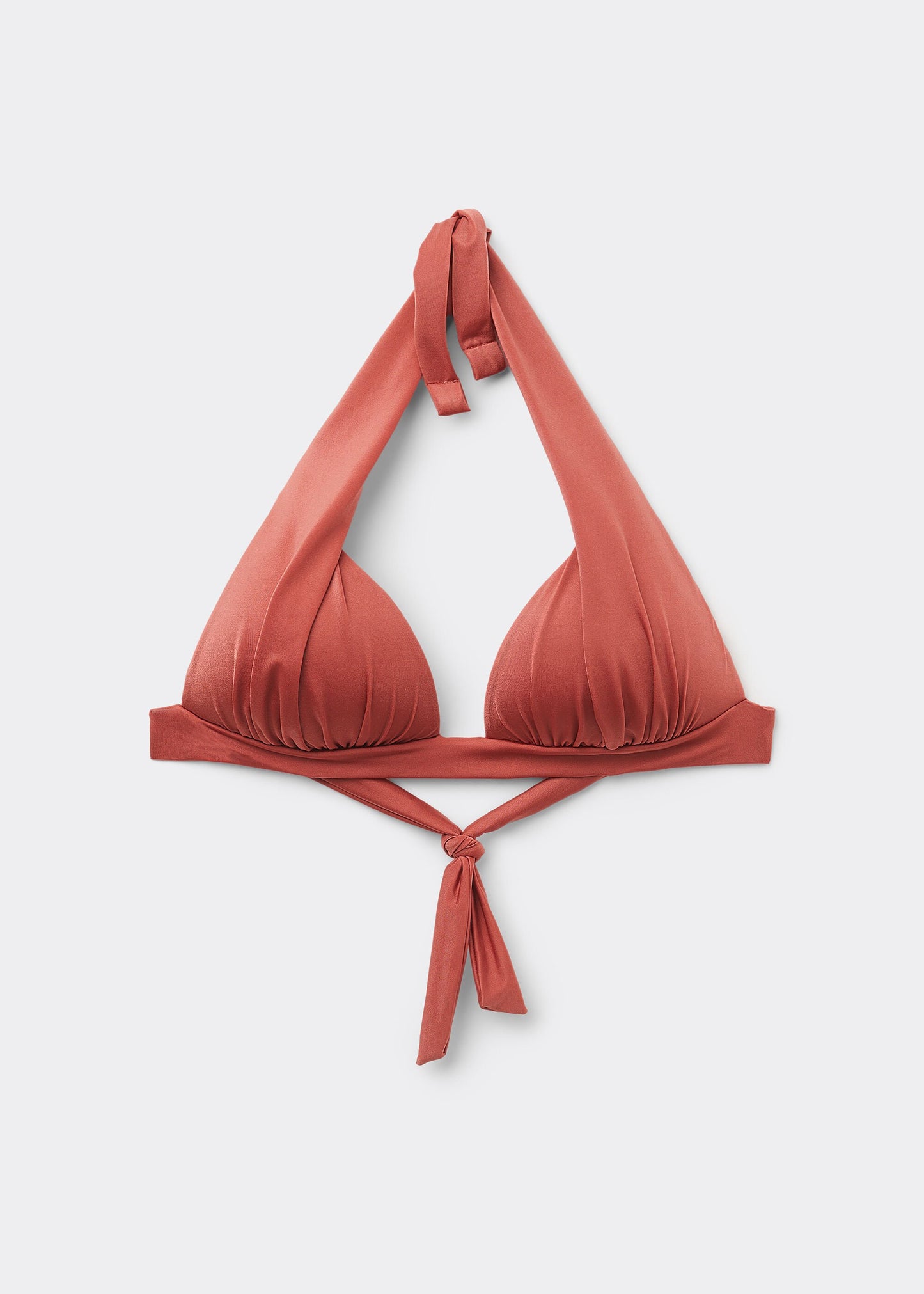 Graduated Padded Triangle Bikini Top Shiny Satin