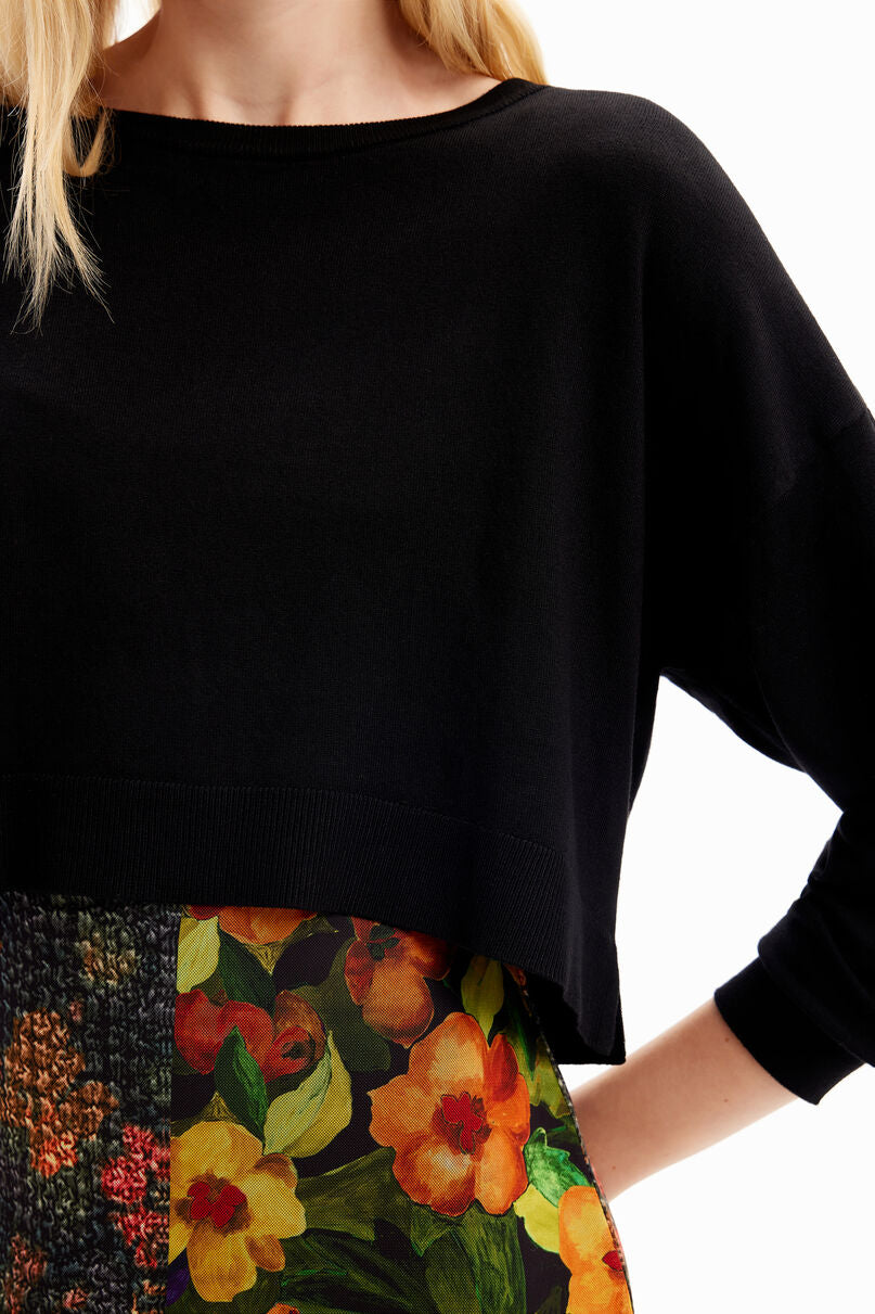 2-in-1 patchwork midi dress