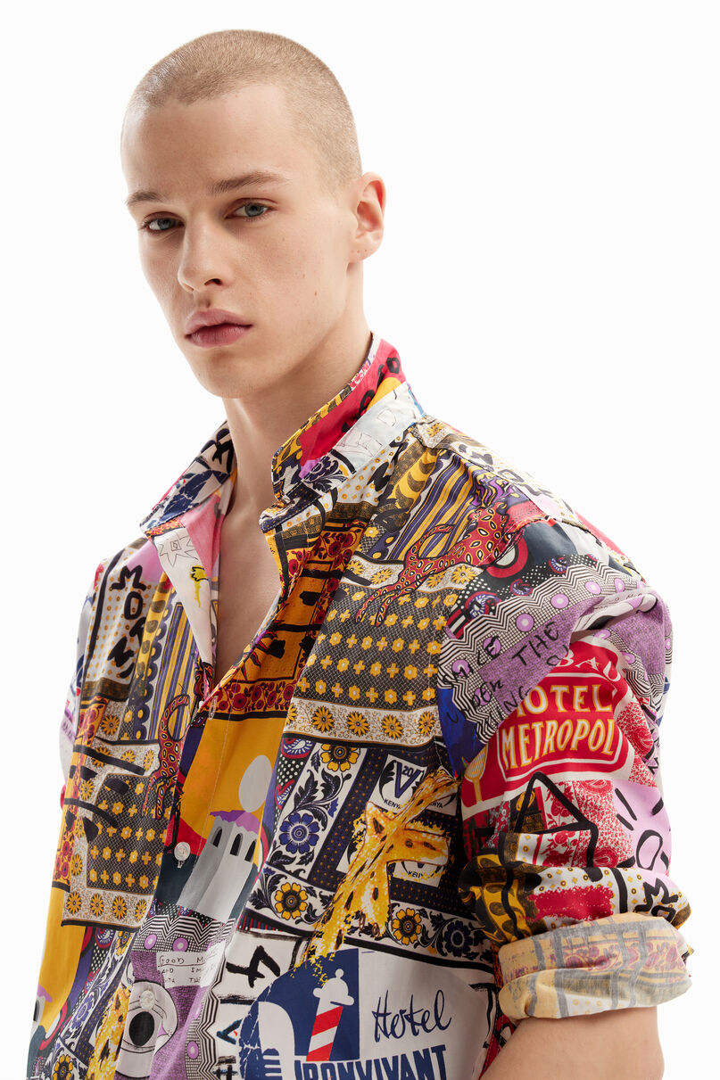Patchwork poplin shirt