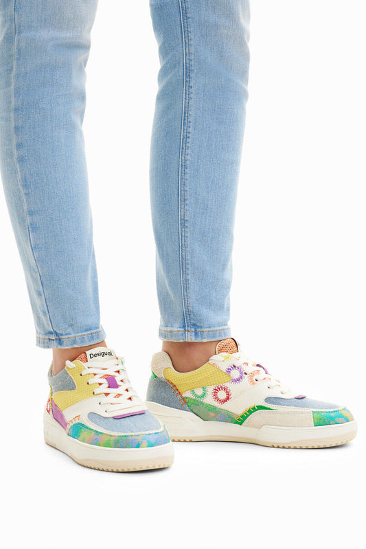 Retro multicolour patchwork sneakers