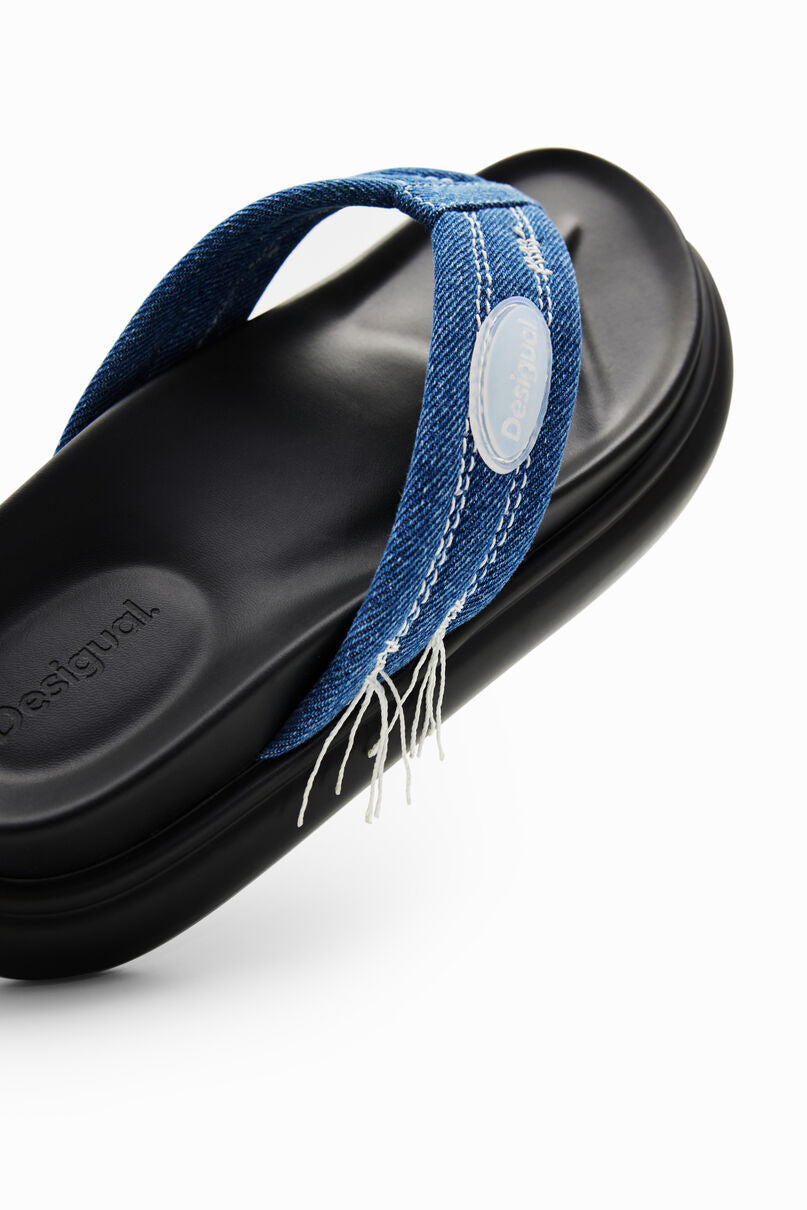 Denim toe post sandals