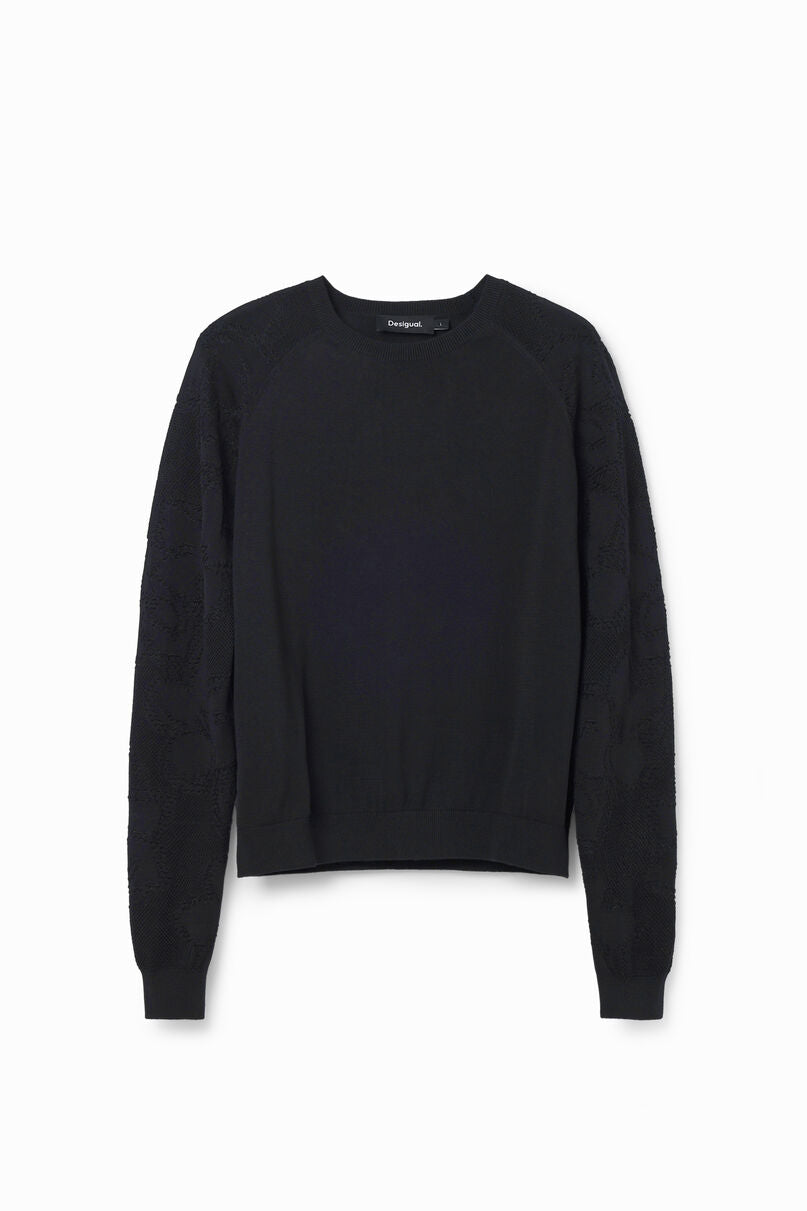 Textured floral pullover