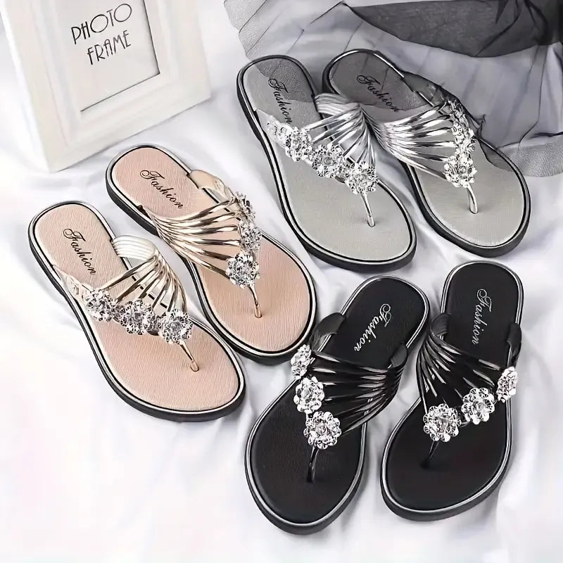 🔥LAST DAY 50% OFF - Women's Floral Flat Fashionable Open Toe Non Slip Flip Flops