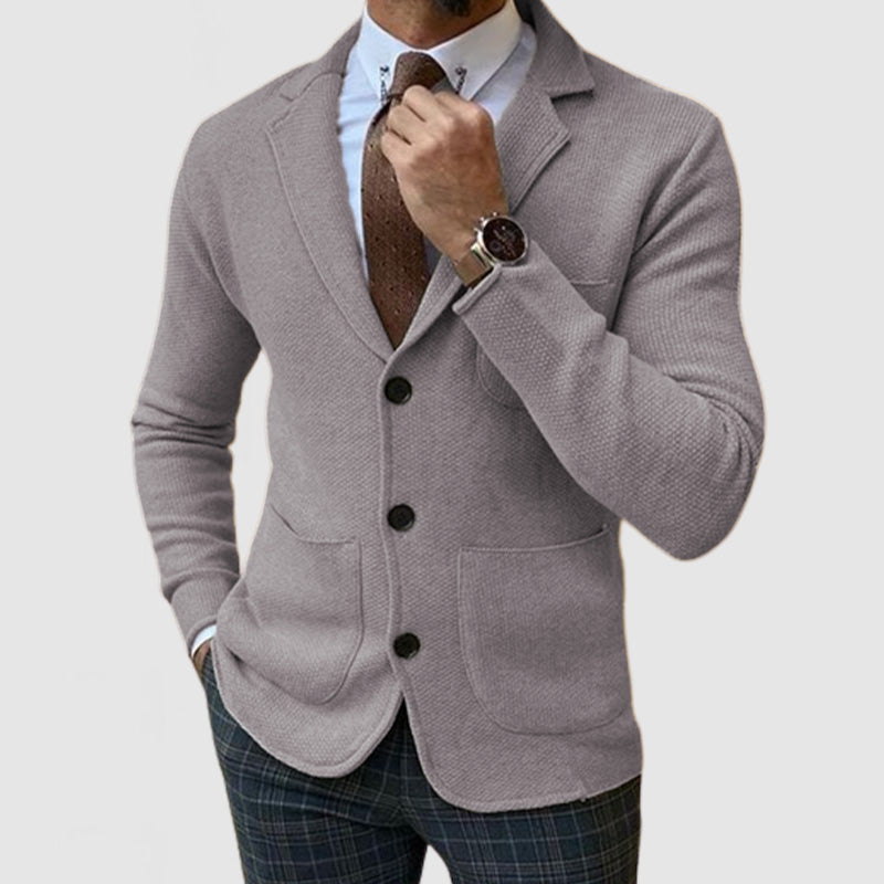 RÄUMUNGSVERKAUF Elegante Herren Strickjacke mit Revers und langen Ärmeln