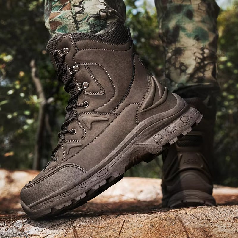(Zeitlich begrenzter Rabatt 49 % reduziert) Wasserdichte taktische Herrenstiefel mit Knöchelunterstützung, Militärstiefel, durchtrittsicher, mit breiter Zehenbox, für Wanderungen
