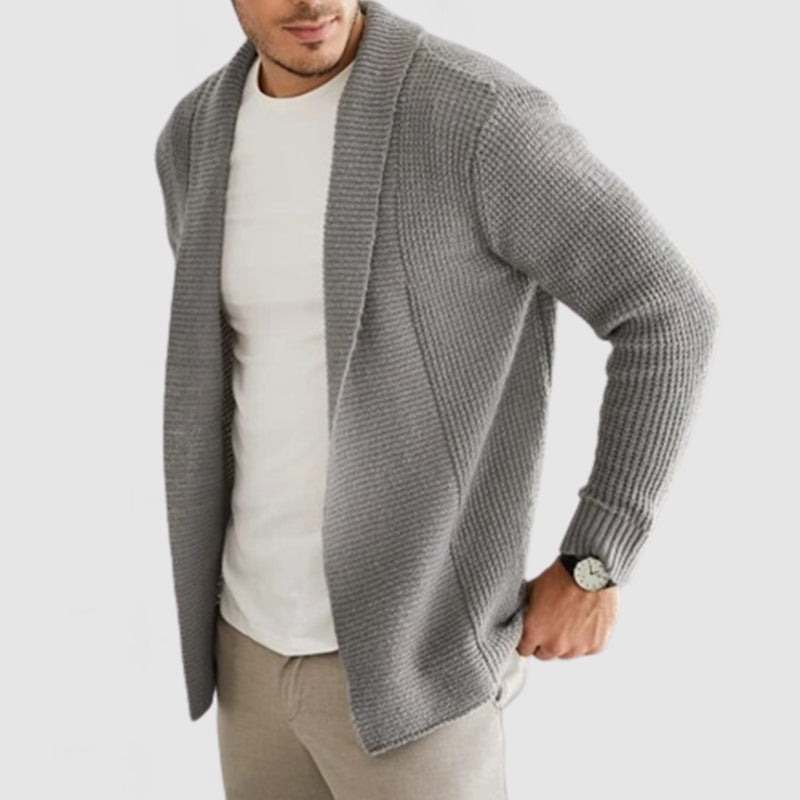 Herren Klassischer Freizeit-Cardigan aus Kaschmir mit Revers und langen Ärmeln