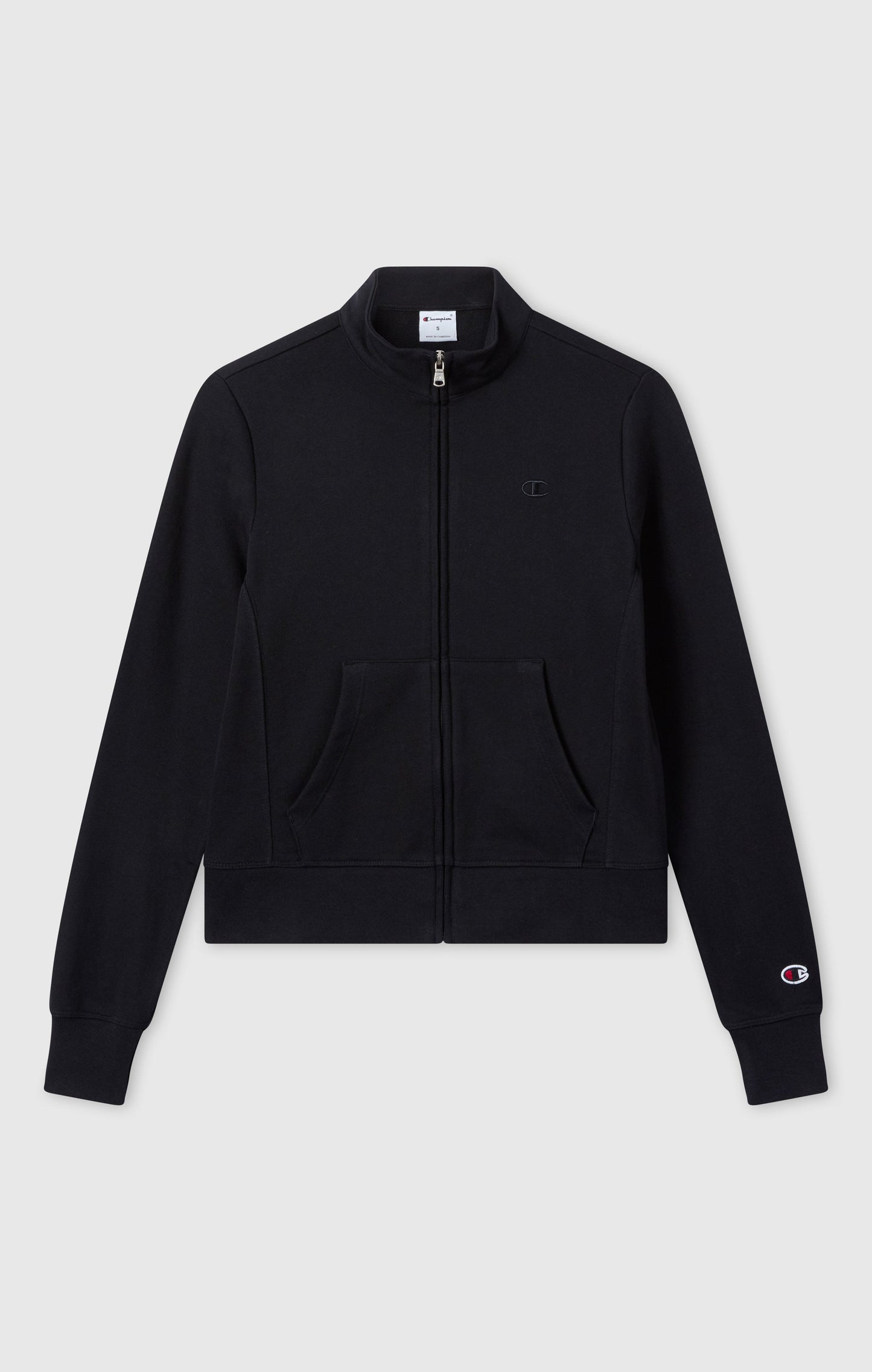 Damen leichtes Sweatshirt mit durchgehendem Reißverschluss und Ton-in-Ton gestickten C-Logo-Icons