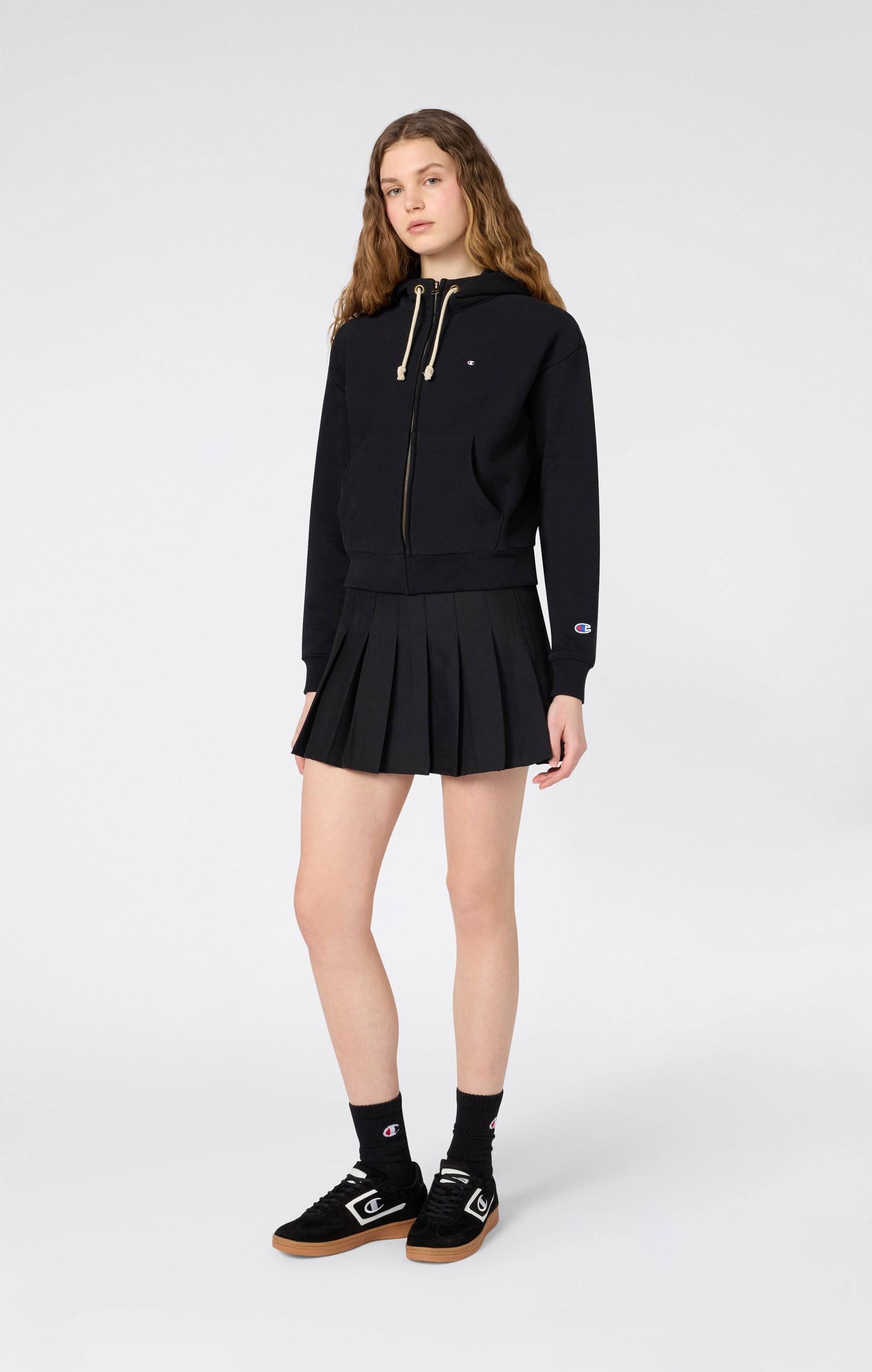 Leichter Damen-Kapuzenpullover mit Reißverschluss (Reverse Weave)