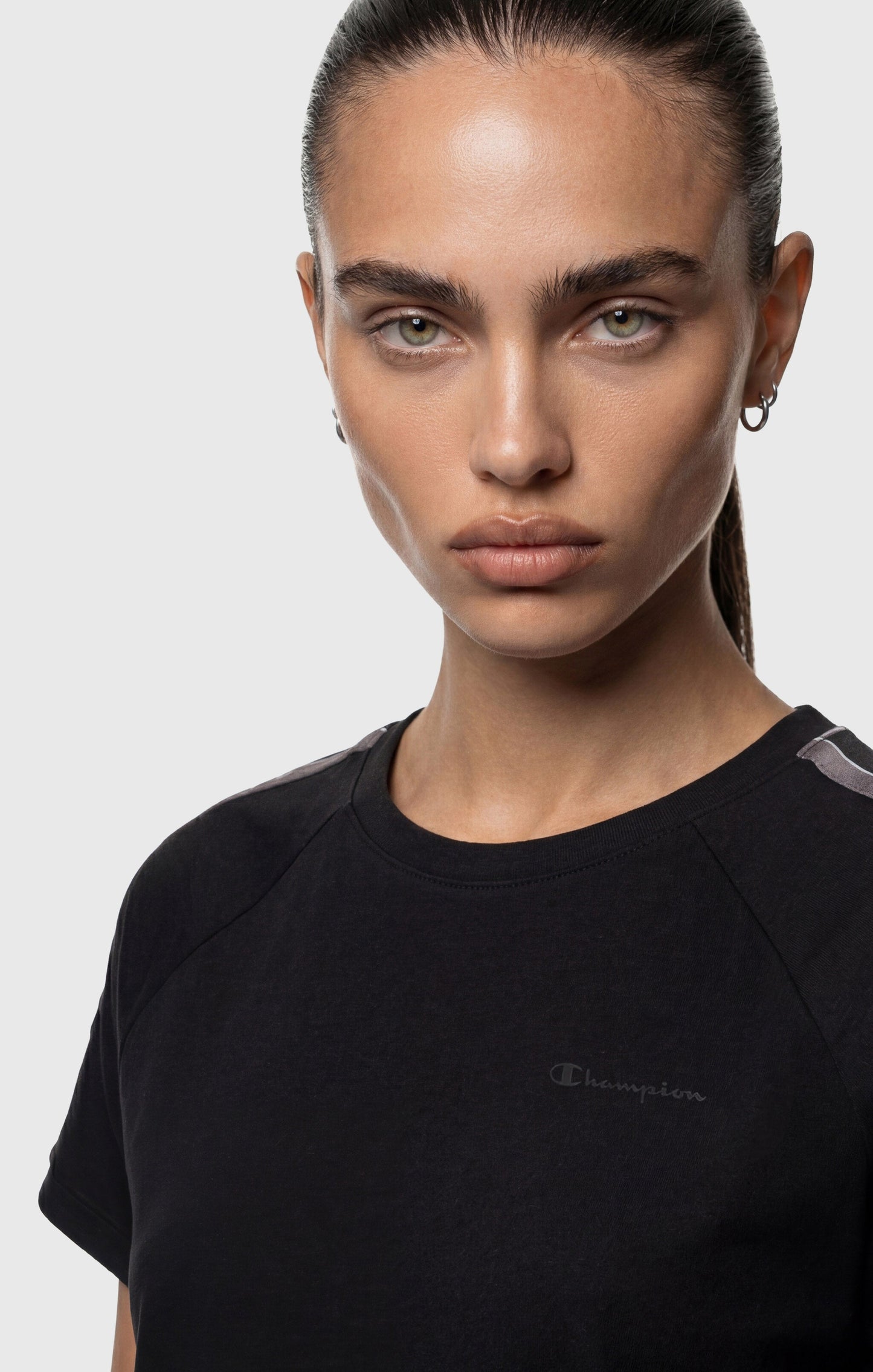 Damen-Jersey-T-Shirt mit Rundhalsausschnitt und Logo-Tape