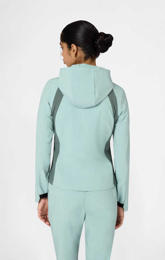 Damen Stretch-Nylon Kapuzen-Trainingsjacke schmal geschnitten