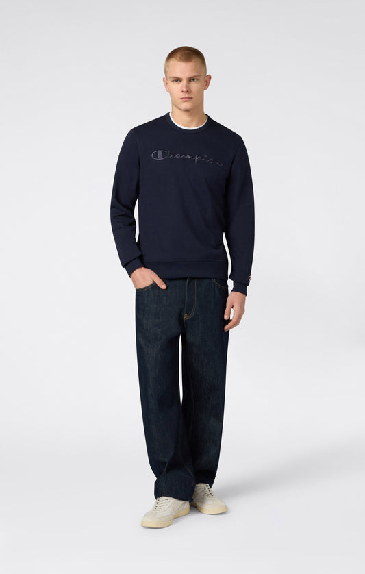Herren-Sweatshirt mit Rundhalsausschnitt und Ton-in-Ton-Logos