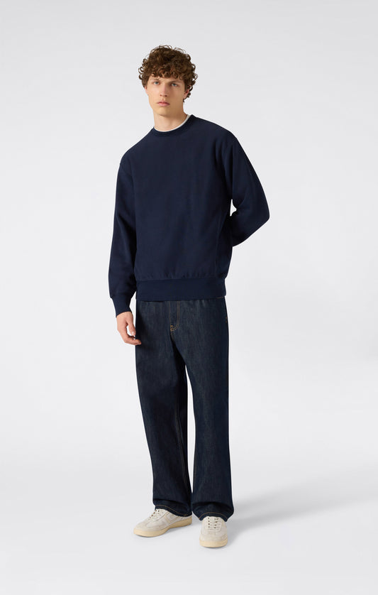 Herren-Rundhals-Sweatshirt, leicht, Reverse Weave