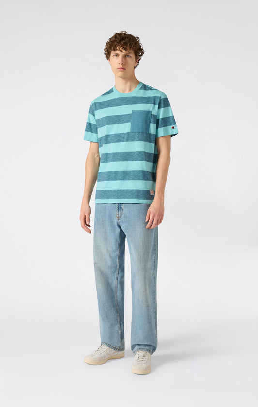 Herren gestreiftes T-Shirt mit Tasche