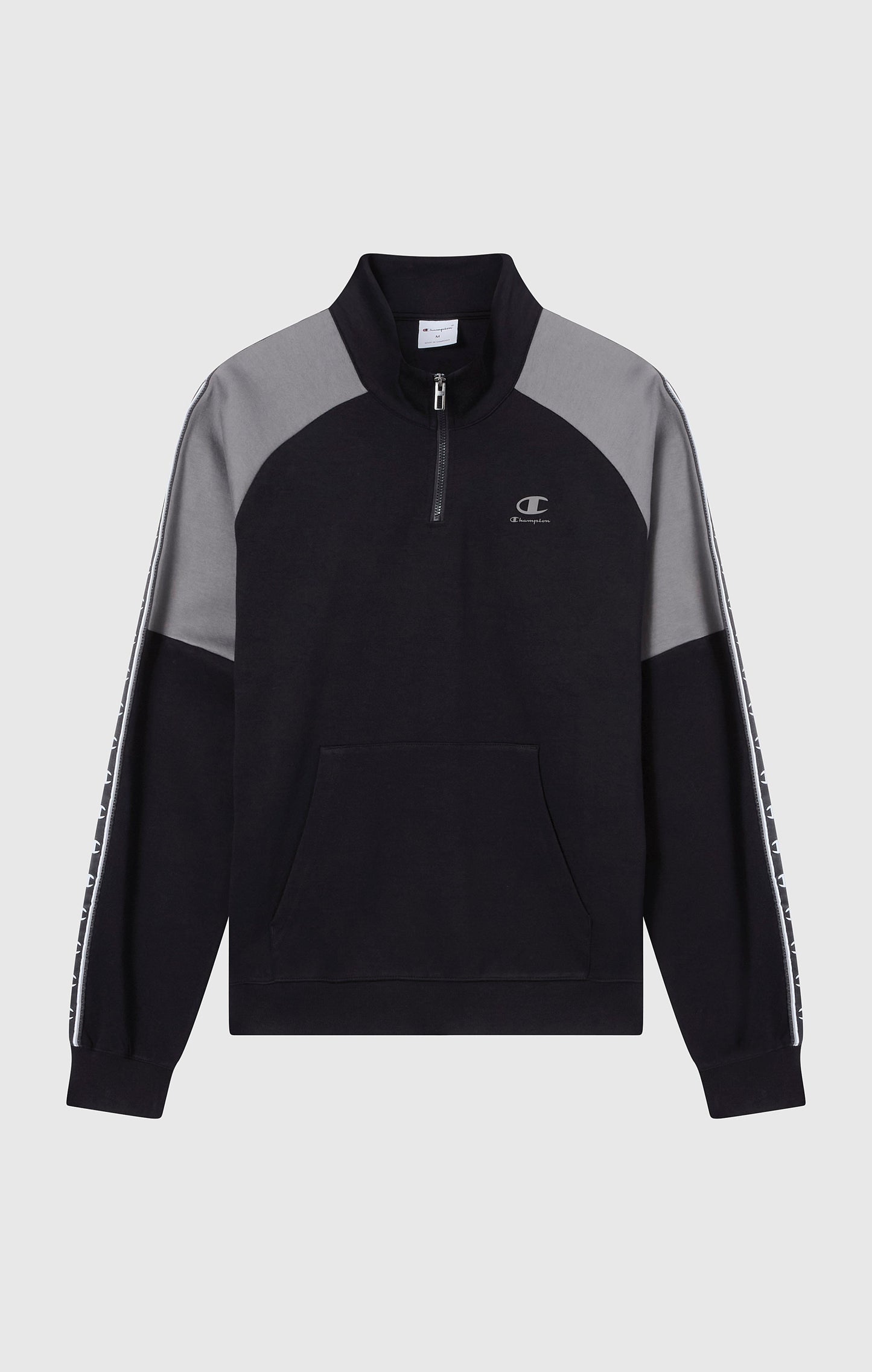 Herren-Interlock-Sweatshirt mit halbem Reißverschluss und Logo-Band