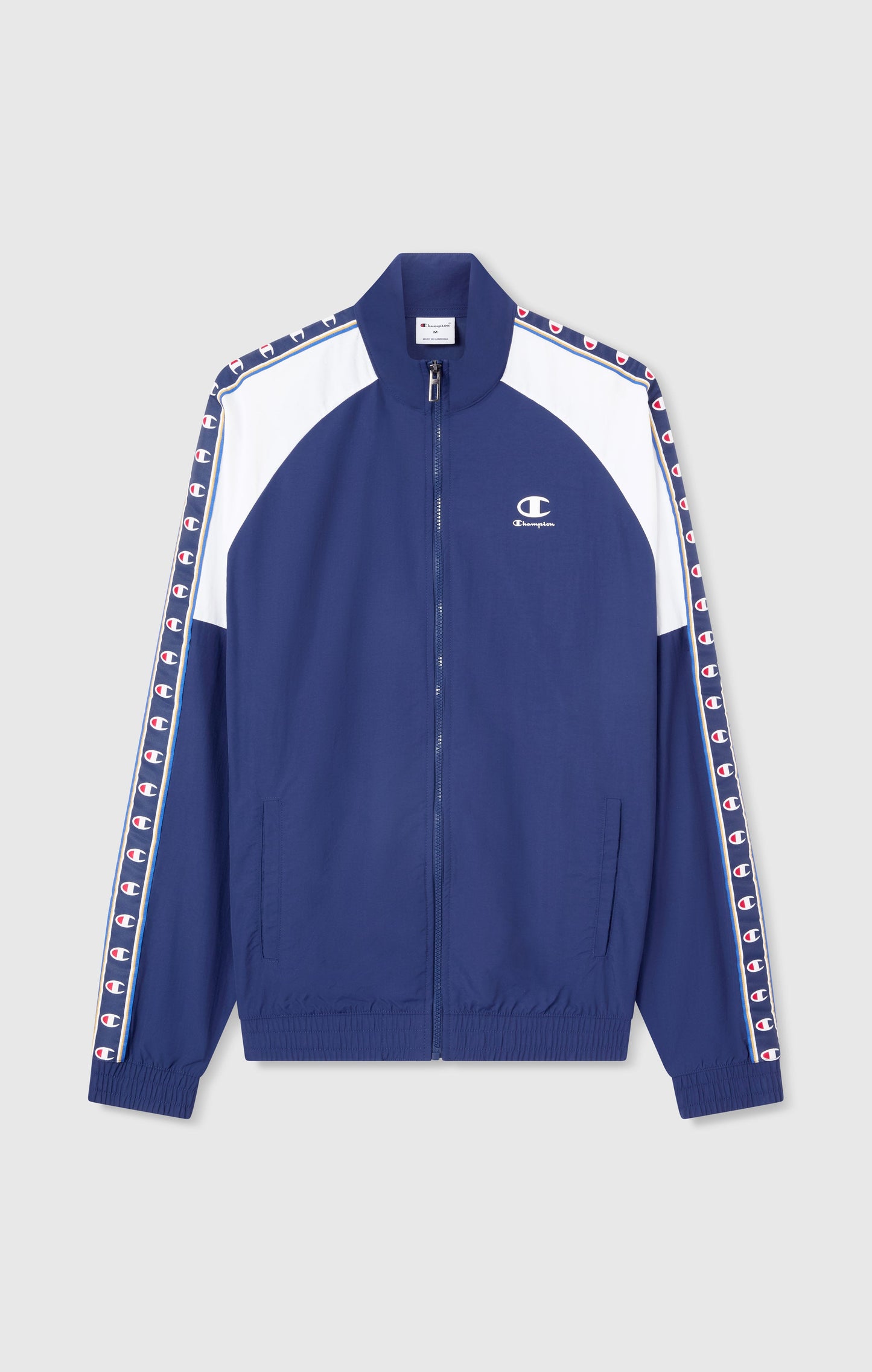 Herren-Trainingsjacke mit durchgehendem Reißverschluss und Logo-Band