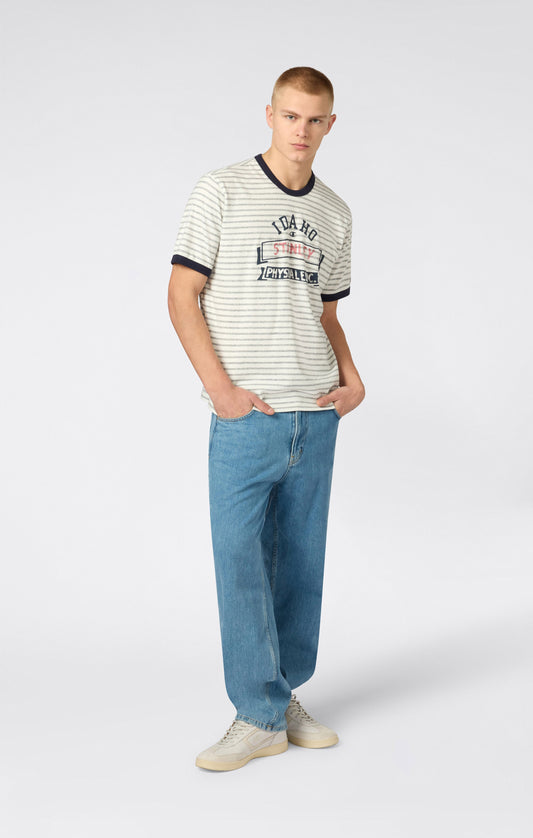 Gestreiftes Ringer-T-Shirt für Herren mit Grafik