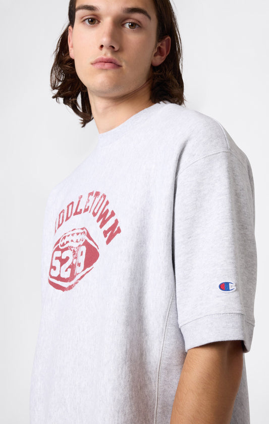 Herren-Sweatshirt mit kurzen Ärmeln, angerauter Innenseite und „Reverse Weave“-Print