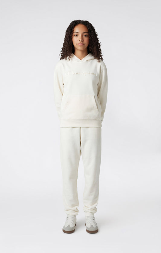 Leichter Kapuzenpullover für Mädchen mit Ton-in-Ton gestickten Maxi-Logo-Symbolen