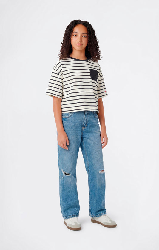 Mädchen Oversized Gestreiftes T-Shirt Icons