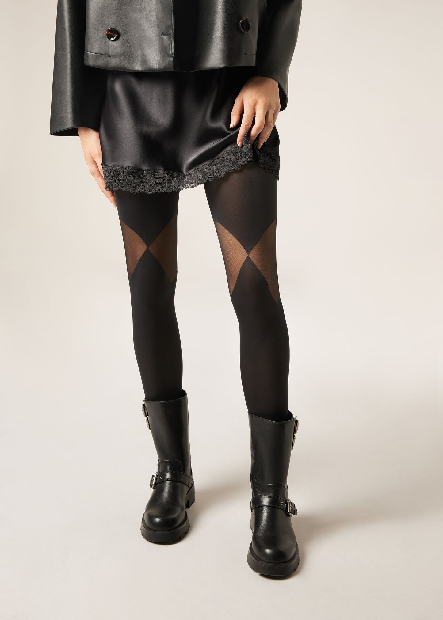Sheer Insert Opaque Tights