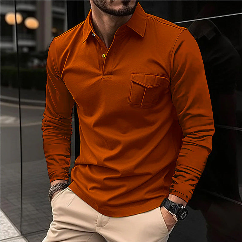 Herren Freizeit Revers Poloshirt Langarm