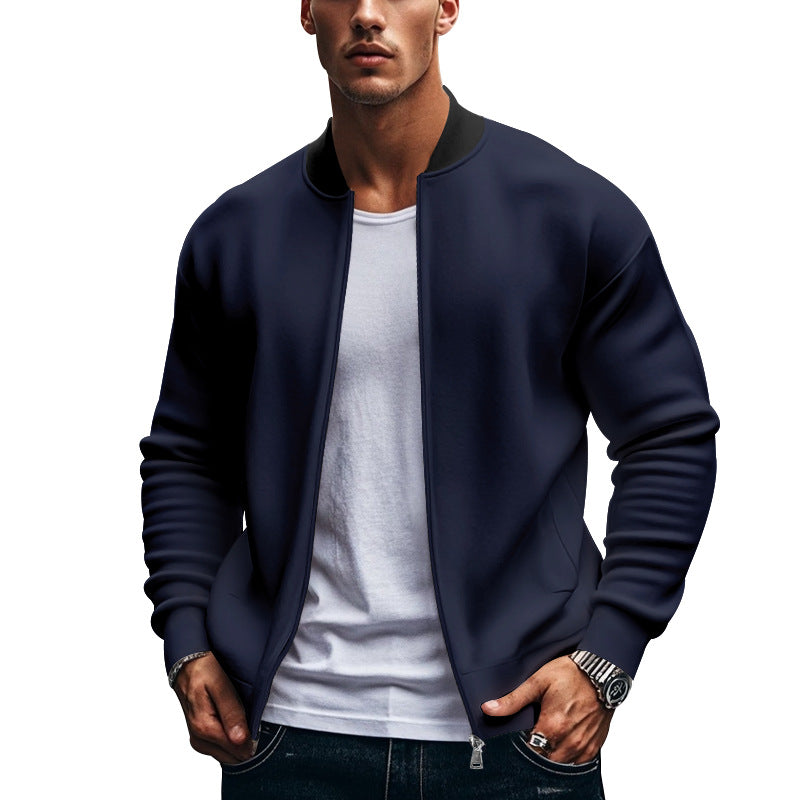 Herren Freizeit Reißverschluss Revers Baseballjacke