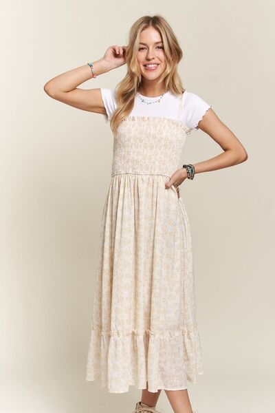 ADORA Gesmoktes geblümtes Camisole-Kleid mit Rüschensaum