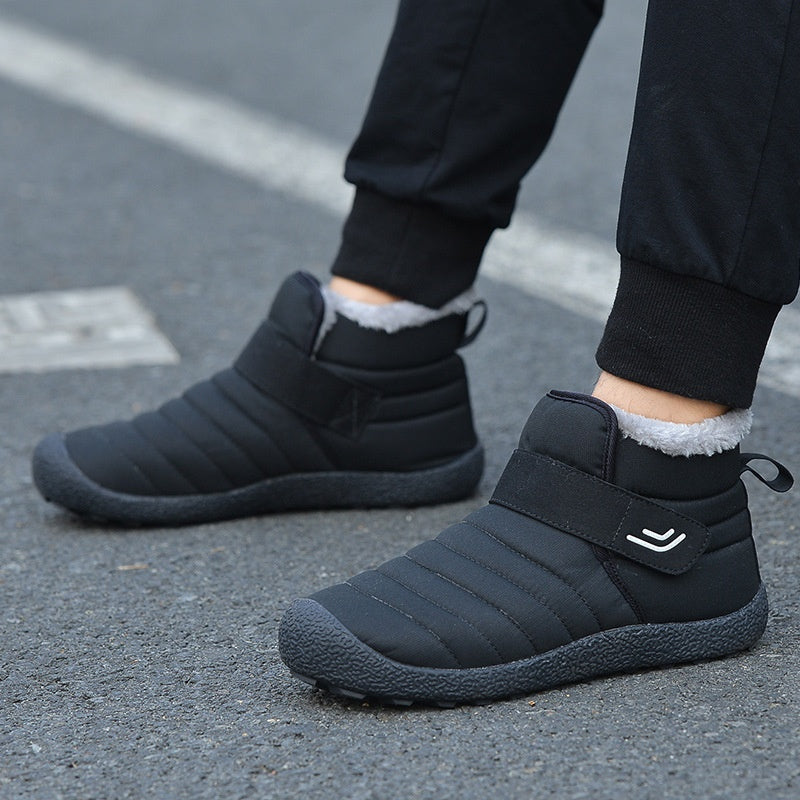 (Begrenzte Zeit 49% Rabattaktion) Herren Winter Warme Wasserdichte Rutschfeste Klett-Baumwollschuhe Breite Zehen Orthopädische Fußgewölbestütze Slipper Baumwollschuhe