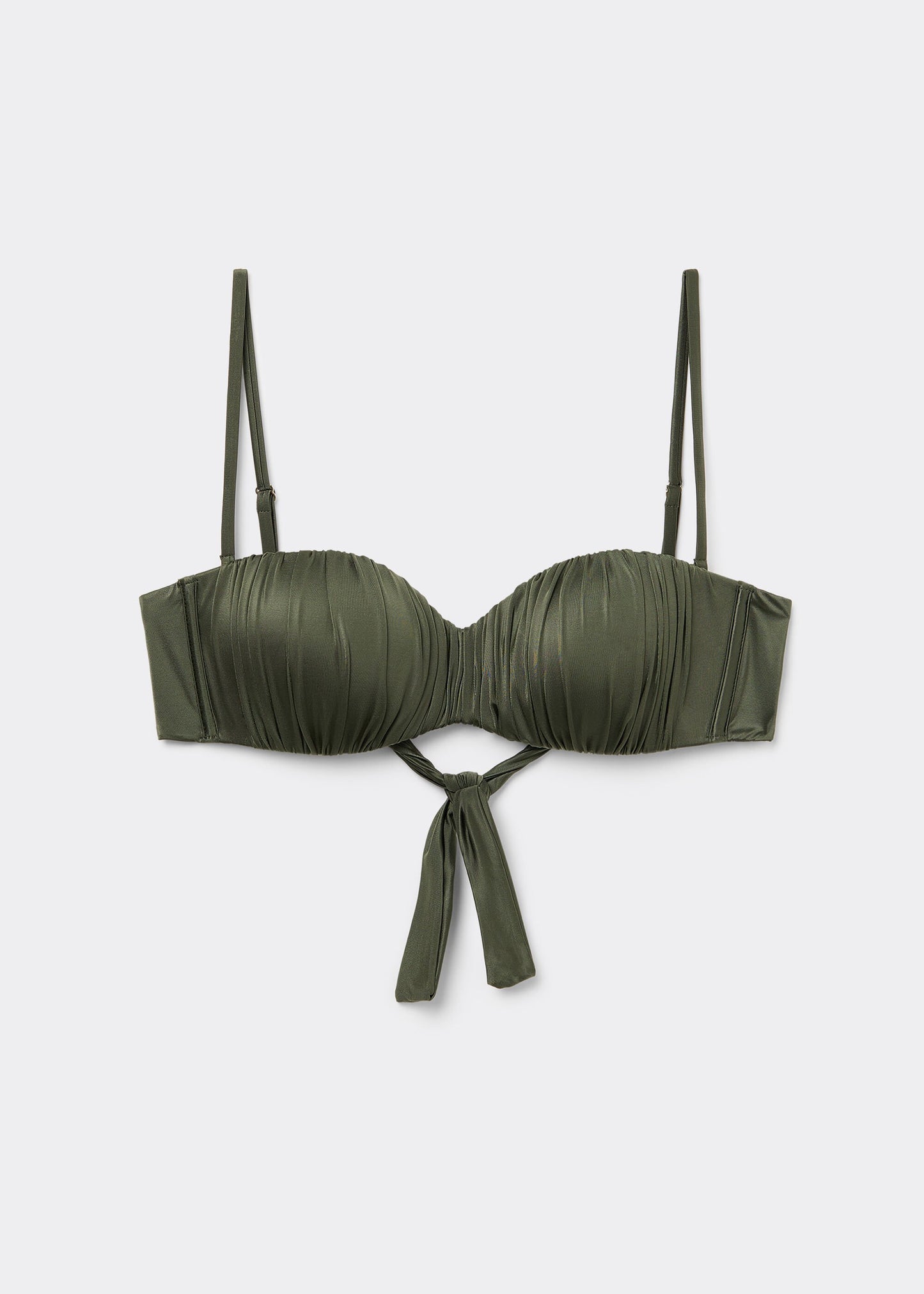 Graduated Padded Bandeau Bikini Top Shiny Satin
