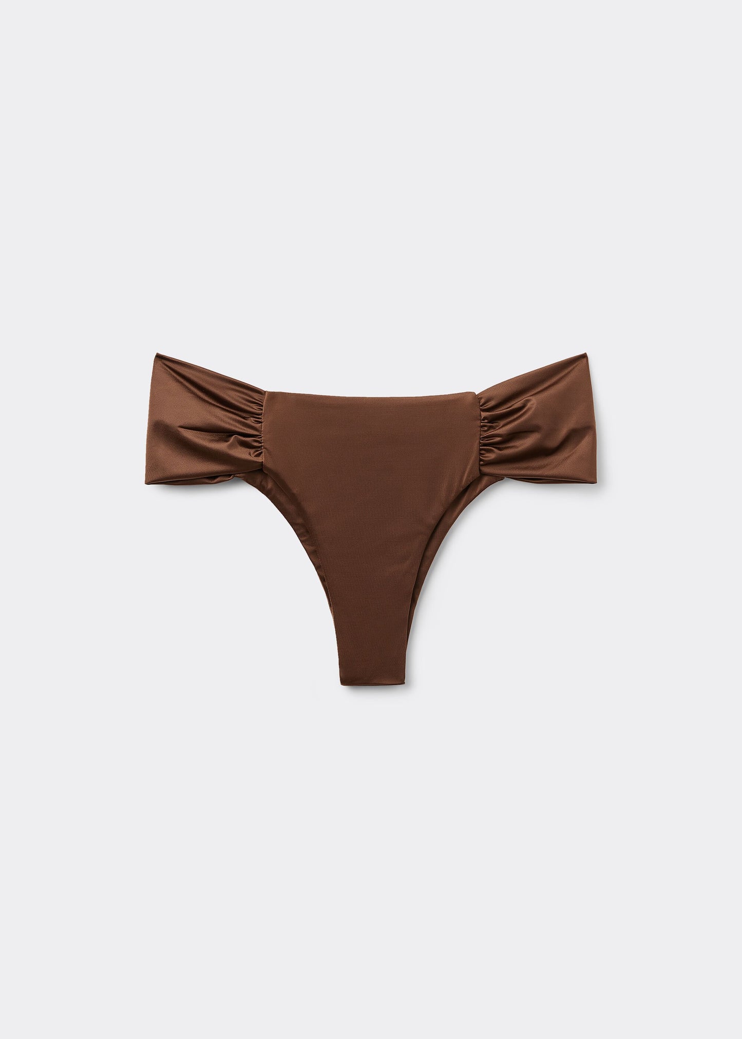 Ruched Brazilian Bikini Bottoms Shiny Satin