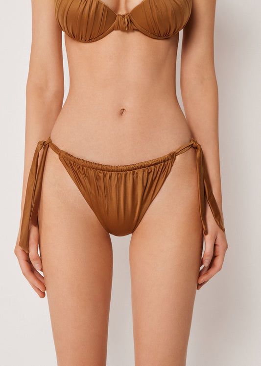 Bikini Briefs with Side Ties Shiny Satin
