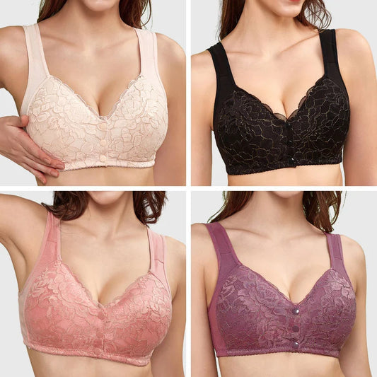 ✨Letzter Tag: 1 kaufen, 1 gratis erhalten!✨ Spitzen-BH mit Blumenmuster und Vorderverschluss