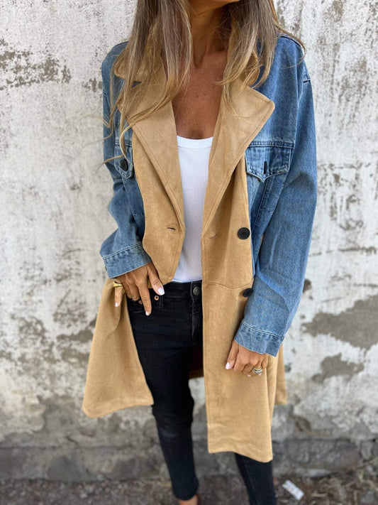 Jeansjacke mit Revers und Patchwork-Design (2 kaufen, kostenloser Versand)