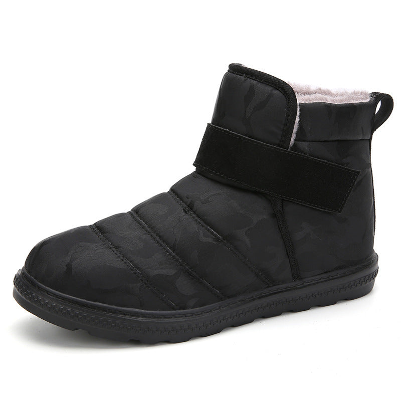 (Limited Time 70% Discount Event) Men's 2024 Winter New Warm Waterproof Non-Slip Puncture-Resistant Velcro Slip-On Snow Boots Ankle Support Orthopedic Wide Toe Arch Support Cotton Shoes