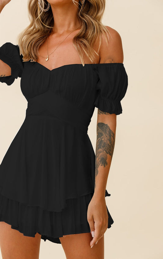 Ein-Schulter-Kurzarm-Jumpsuit