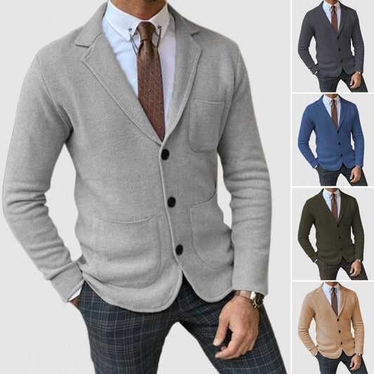 RÄUMUNGSVERKAUF Elegante Herren Strickjacke mit Revers und langen Ärmeln