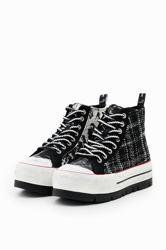 Tartan platform high-top sneakers