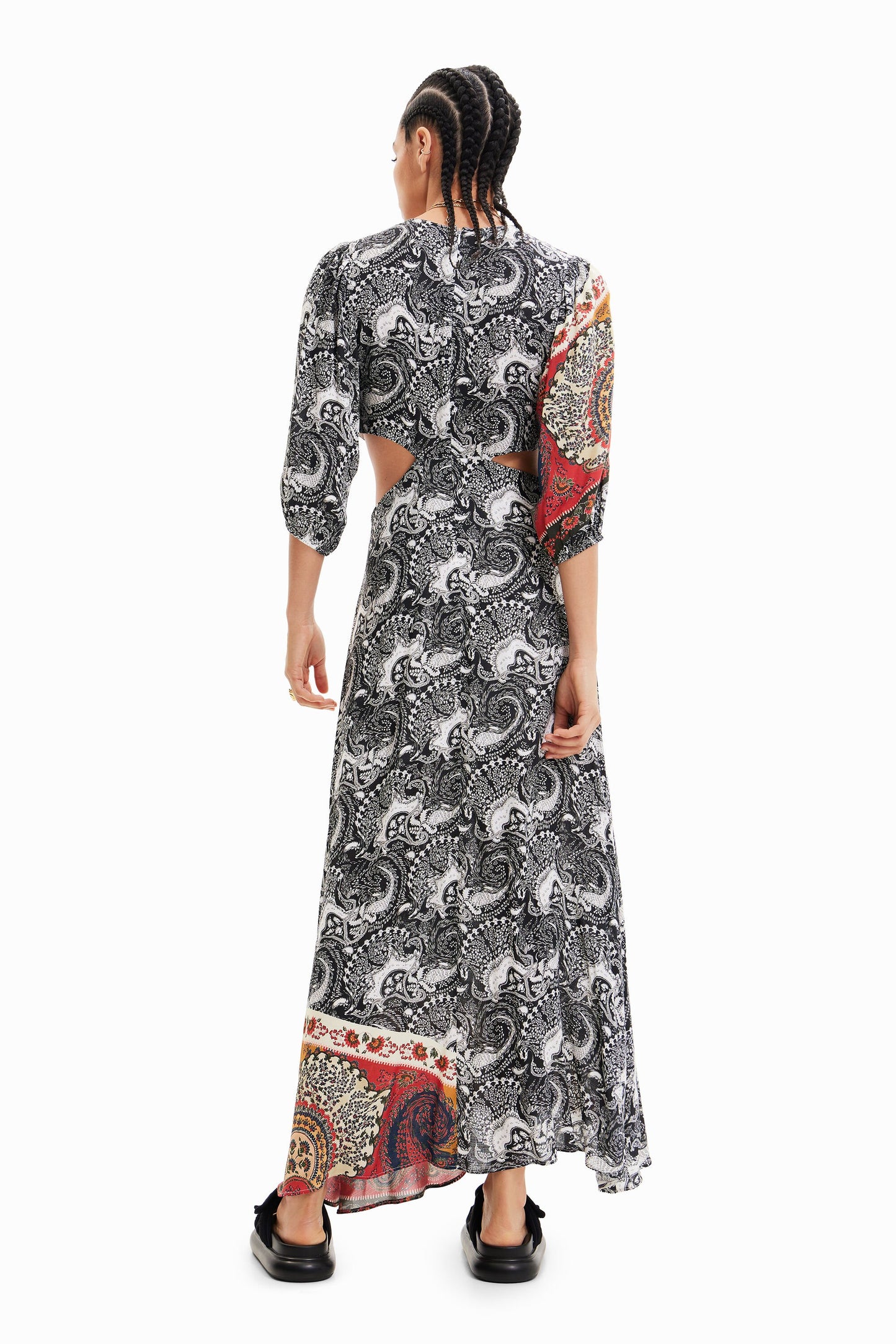 Long paisley cut-out dress
