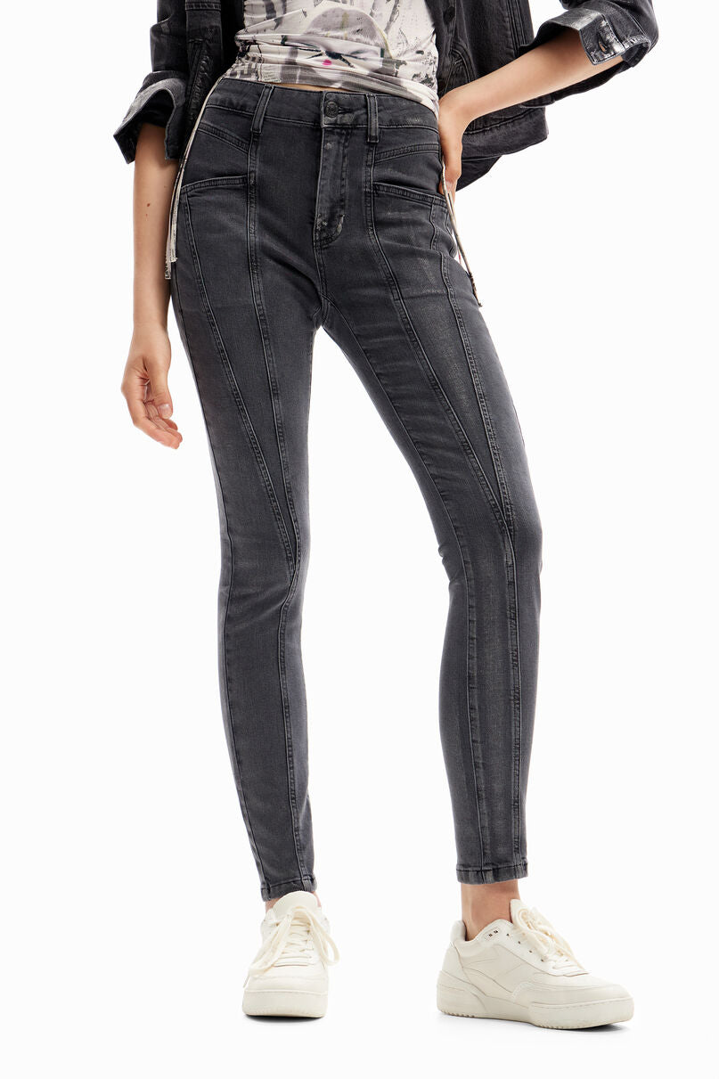 Metallic push-up skinny jeans