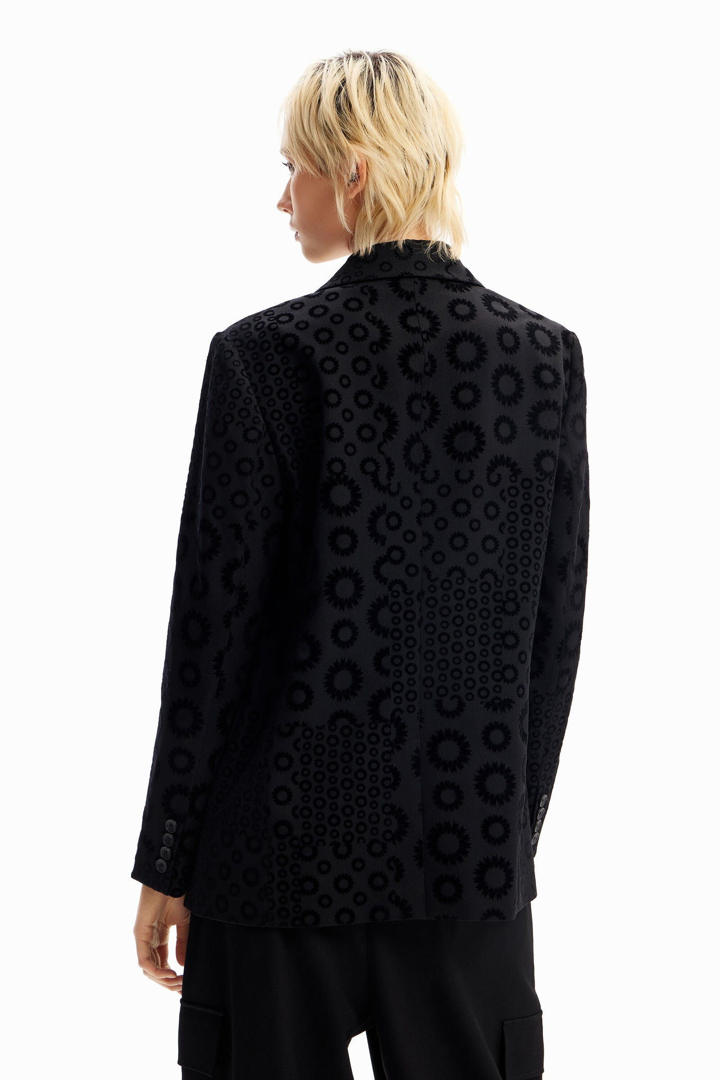 Geometric flocked blazer