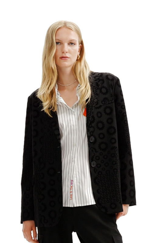 Geometric flocked blazer