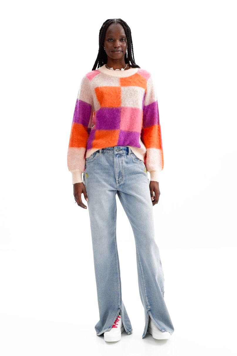 Check jacquard pullover