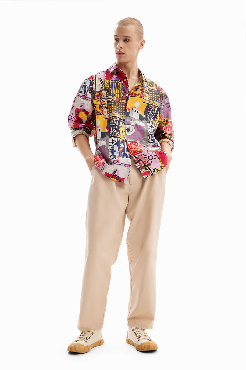 Patchwork poplin shirt