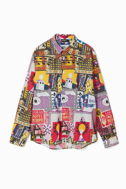 Patchwork poplin shirt