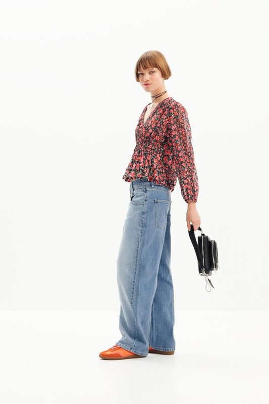 Floral plumetis blouse