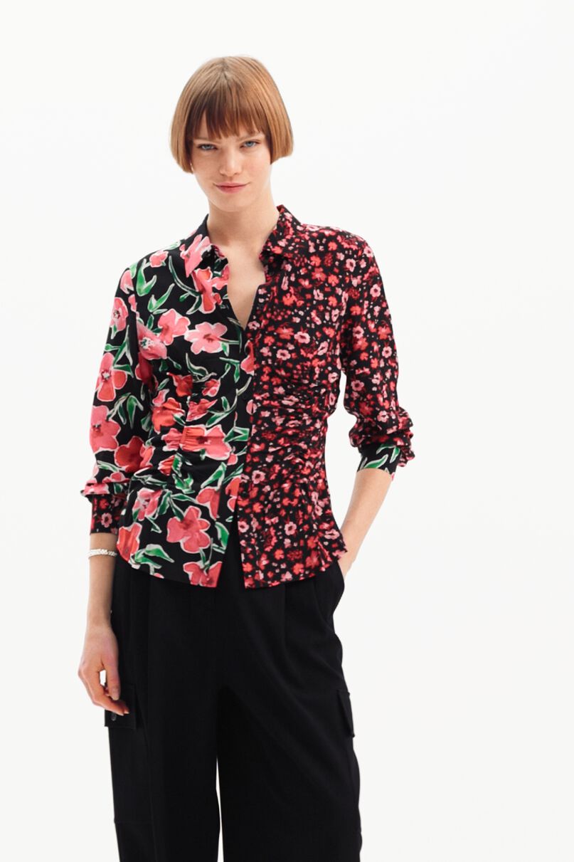 Floral gathered shirt
