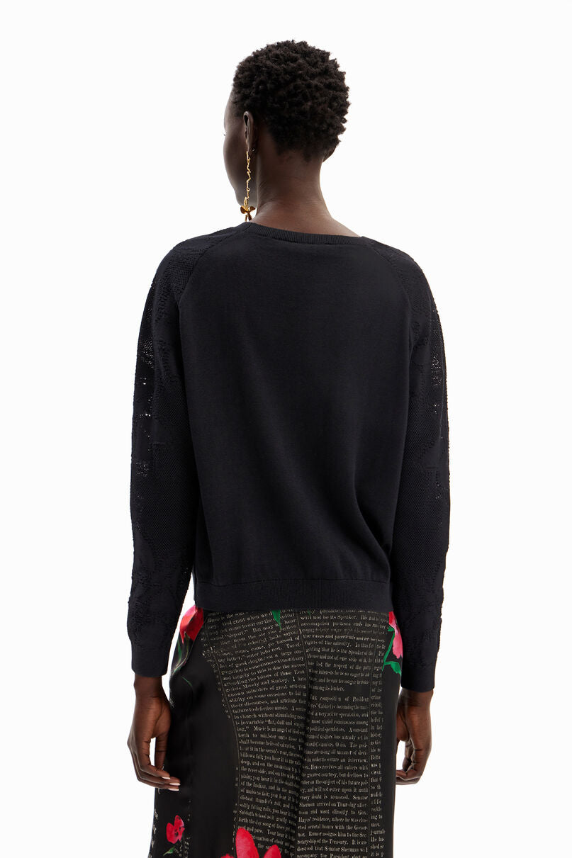 Textured floral pullover