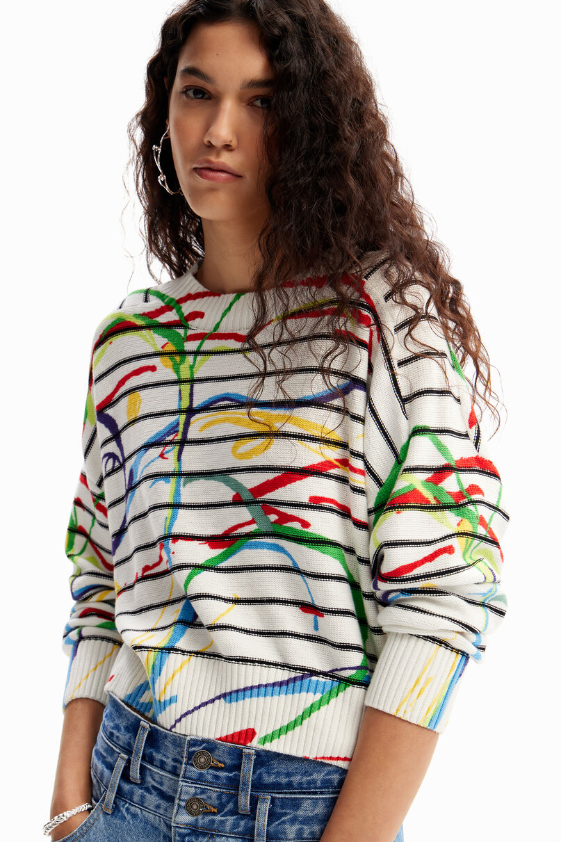 Short striped arty pullover
