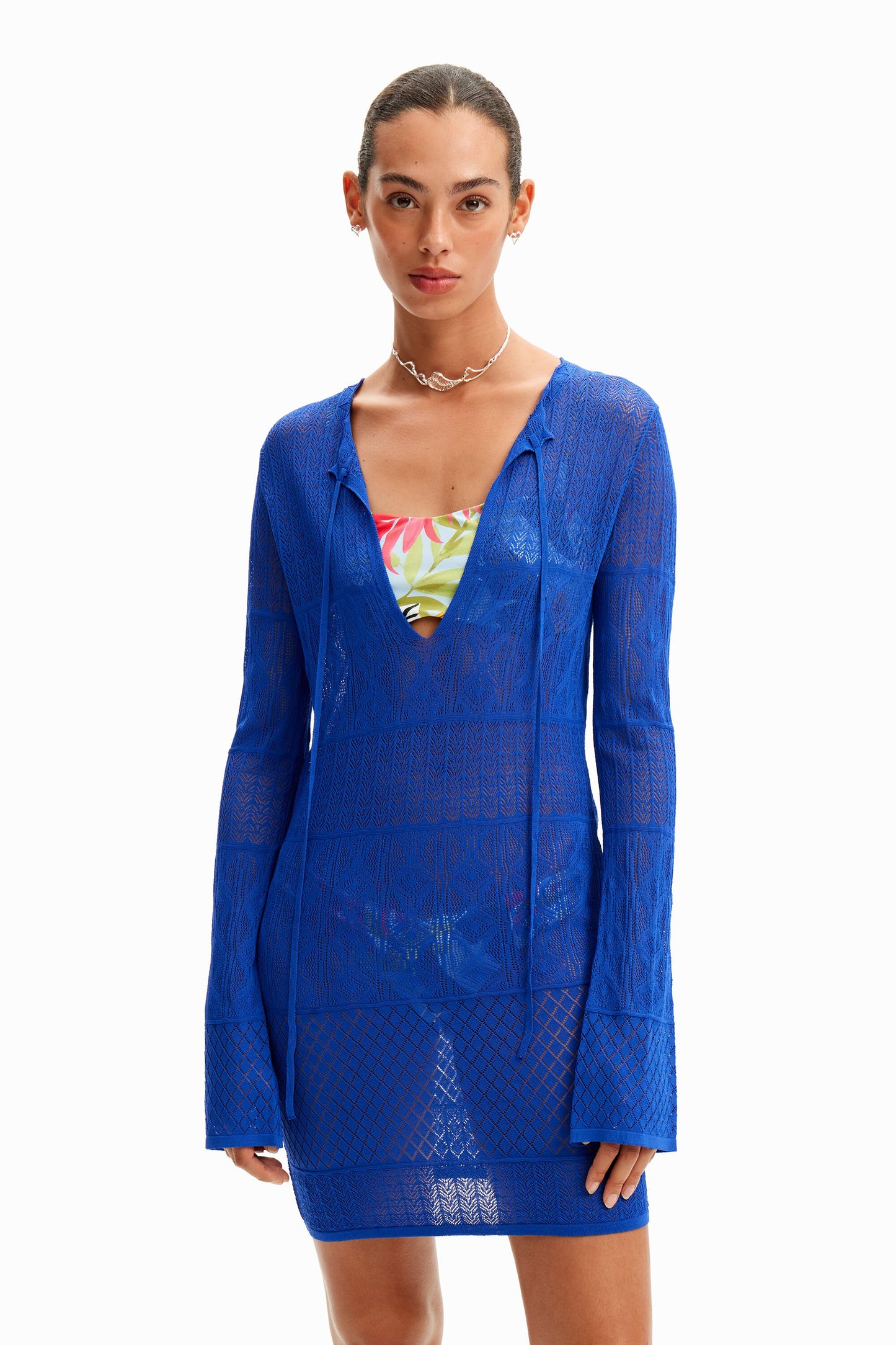 Short openwork tunic dress