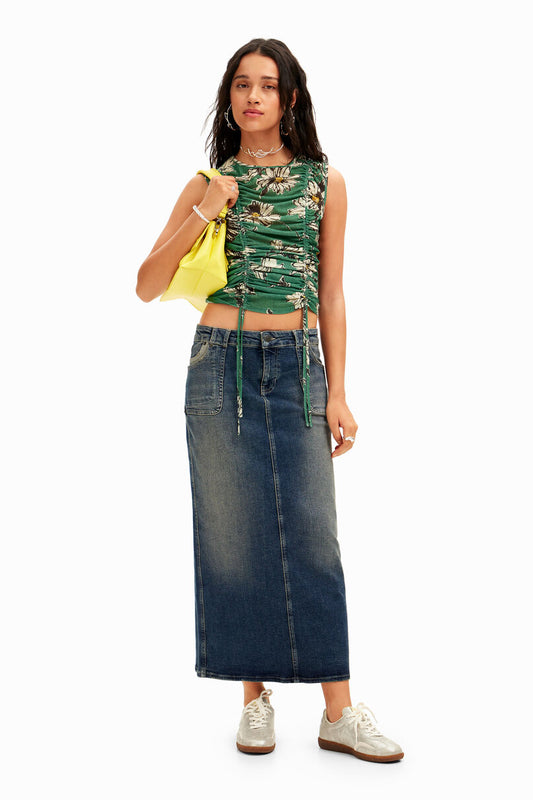 Ruched floral T-shirt